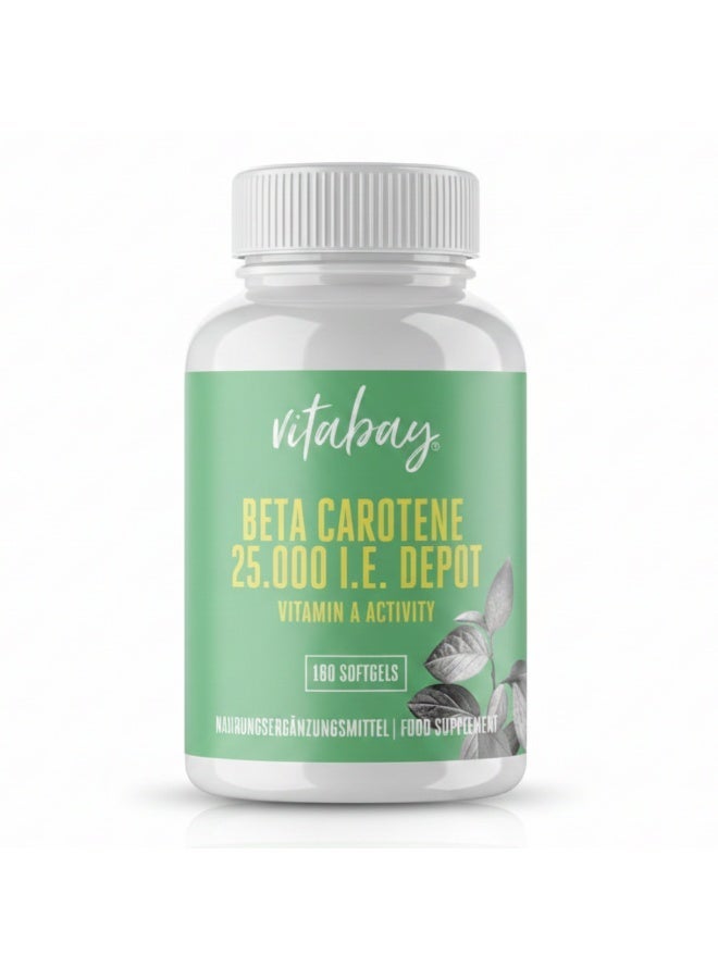 Vitabay Beta Carotene 25,000 IU Depot - 180 vegan softgels - Image 1